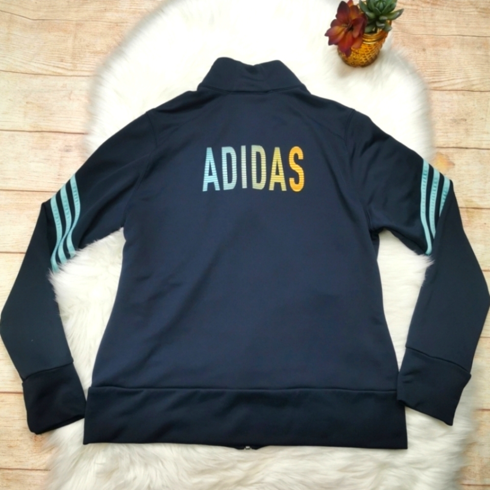 Adidas Full Zip Track Jacket with Colorful Logo Size L